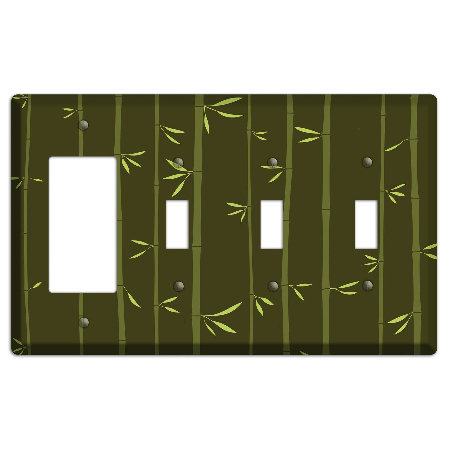 Dark Green Bamboo Rocker / 3 Toggle Wallplate