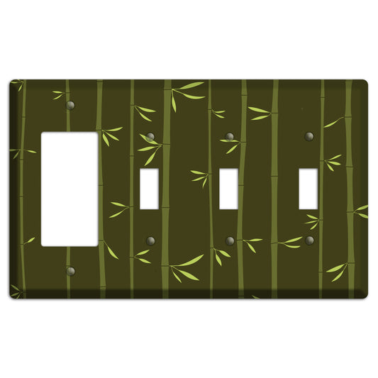 Dark Green Bamboo Rocker / 3 Toggle Wallplate