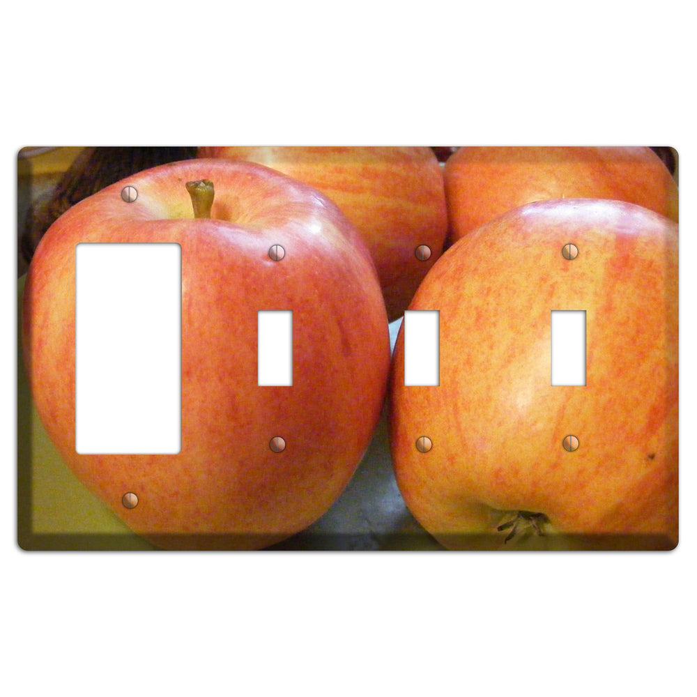 Large Apple Rocker / 3 Toggle Wallplate