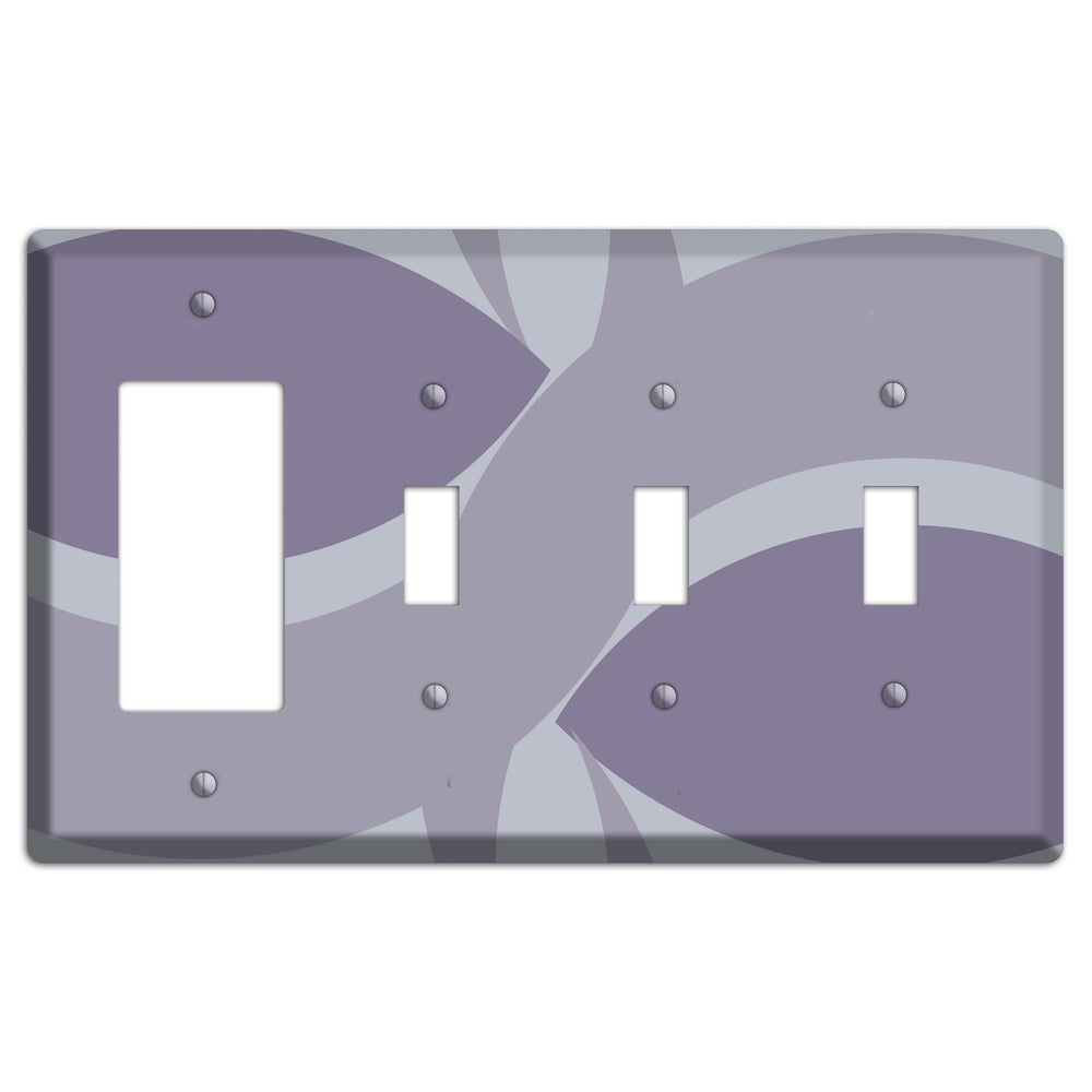 Grey and Lavender Abstract Rocker / 3 Toggle Wallplate