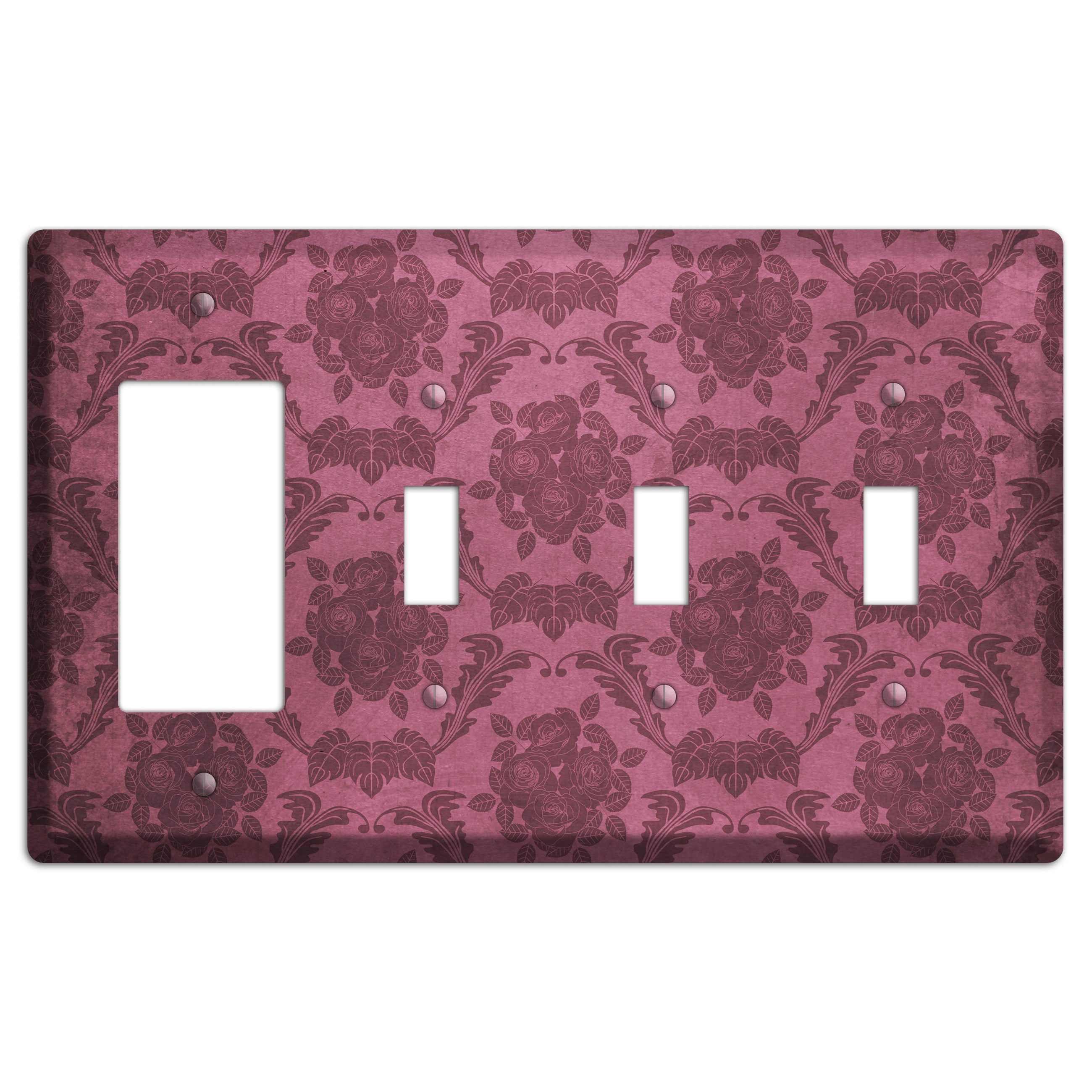 Turkish Rose Vintage Rose Damask Rocker / 3 Toggle Wallplate