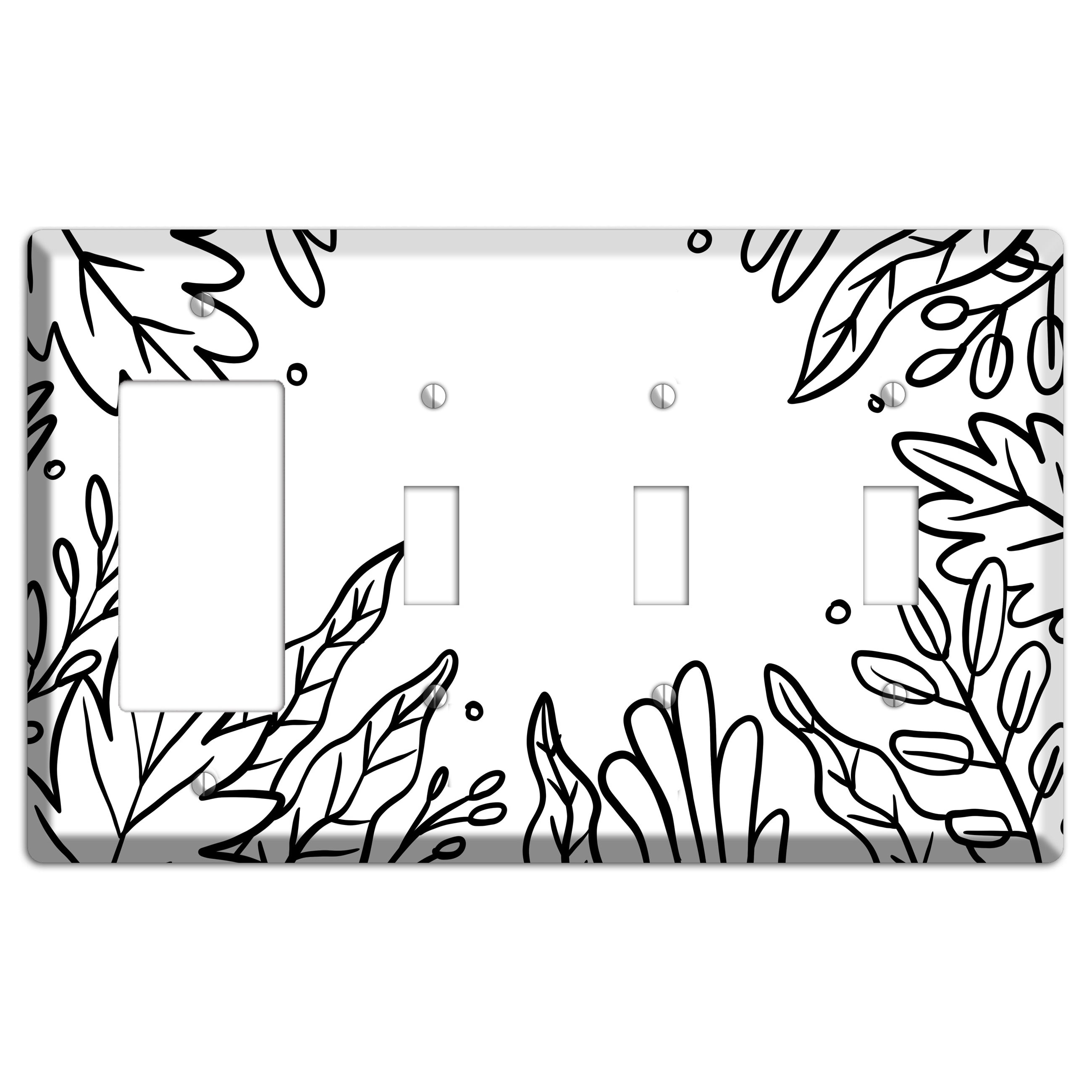 Hand-Drawn Floral 12 Rocker / 3 Toggle Wallplate