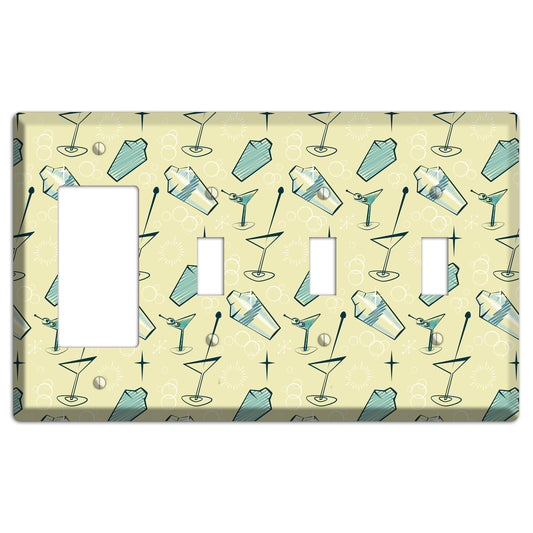 Retro Cocktails Lime Rocker / 3 Toggle Wallplate
