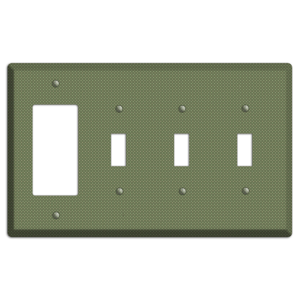 Multi Green Tiny Checkered Circles Rocker / 3 Toggle Wallplate