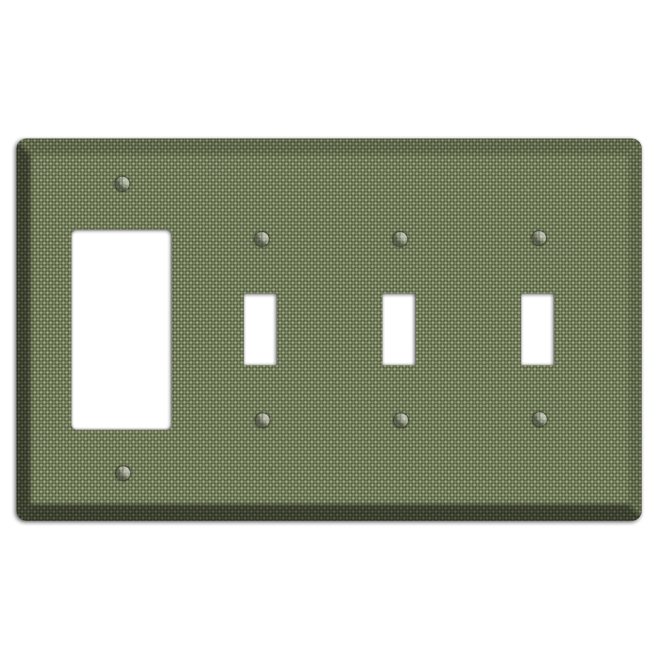 Multi Green Tiny Checkered Circles Rocker / 3 Toggle Wallplate