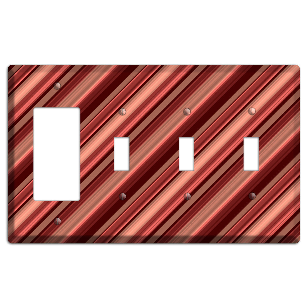 Red Stripes Rocker / 3 Toggle Wallplate