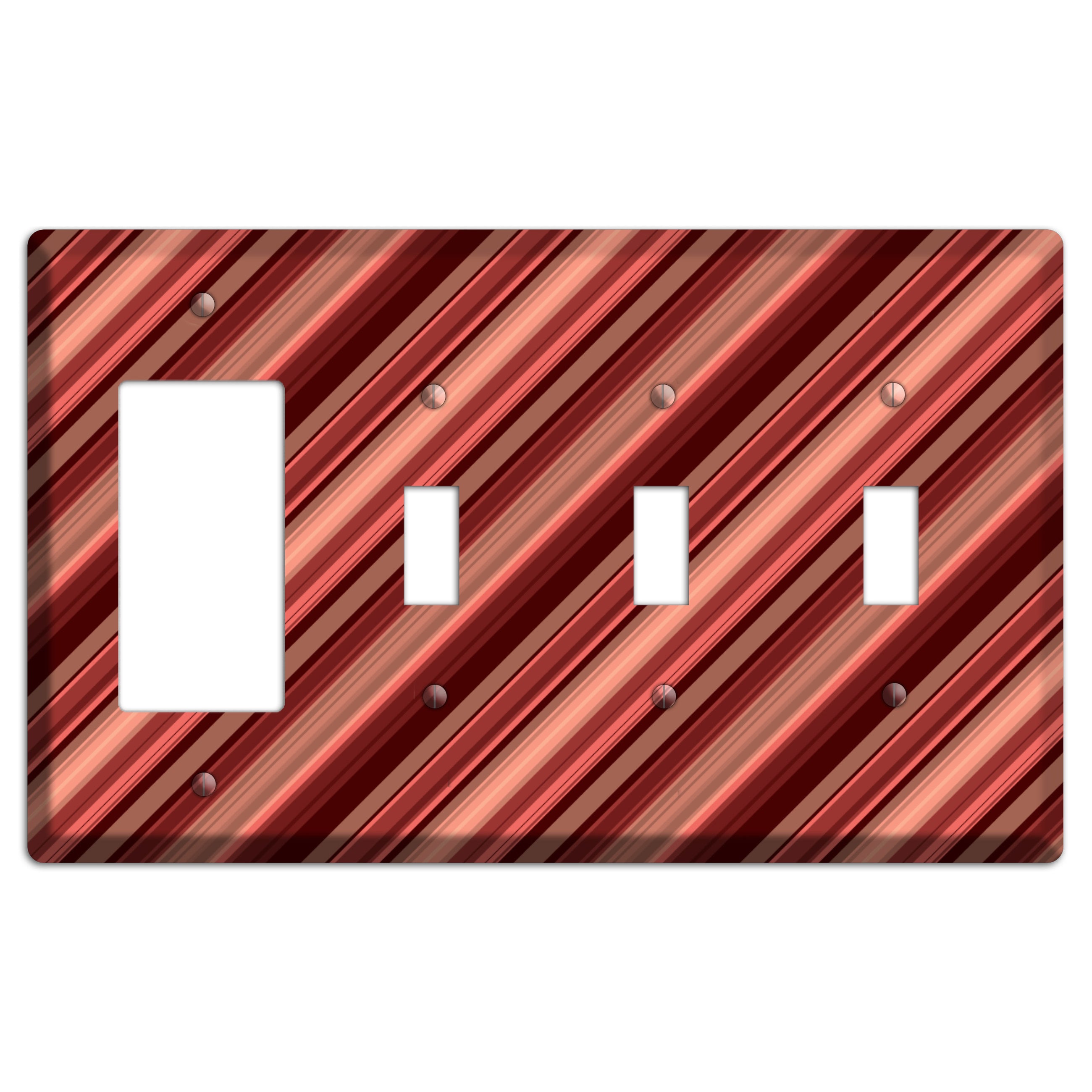 Red Stripes Rocker / 3 Toggle Wallplate