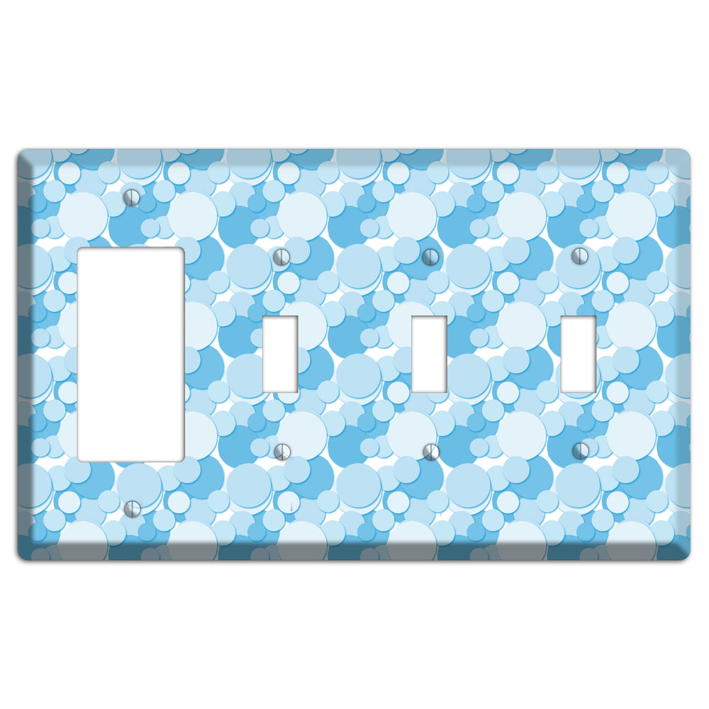 Multi Blue Bubble Dots Rocker / 3 Toggle Wallplate