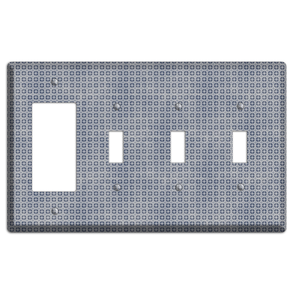 Multi Grey Arabesque Rocker / 3 Toggle Wallplate