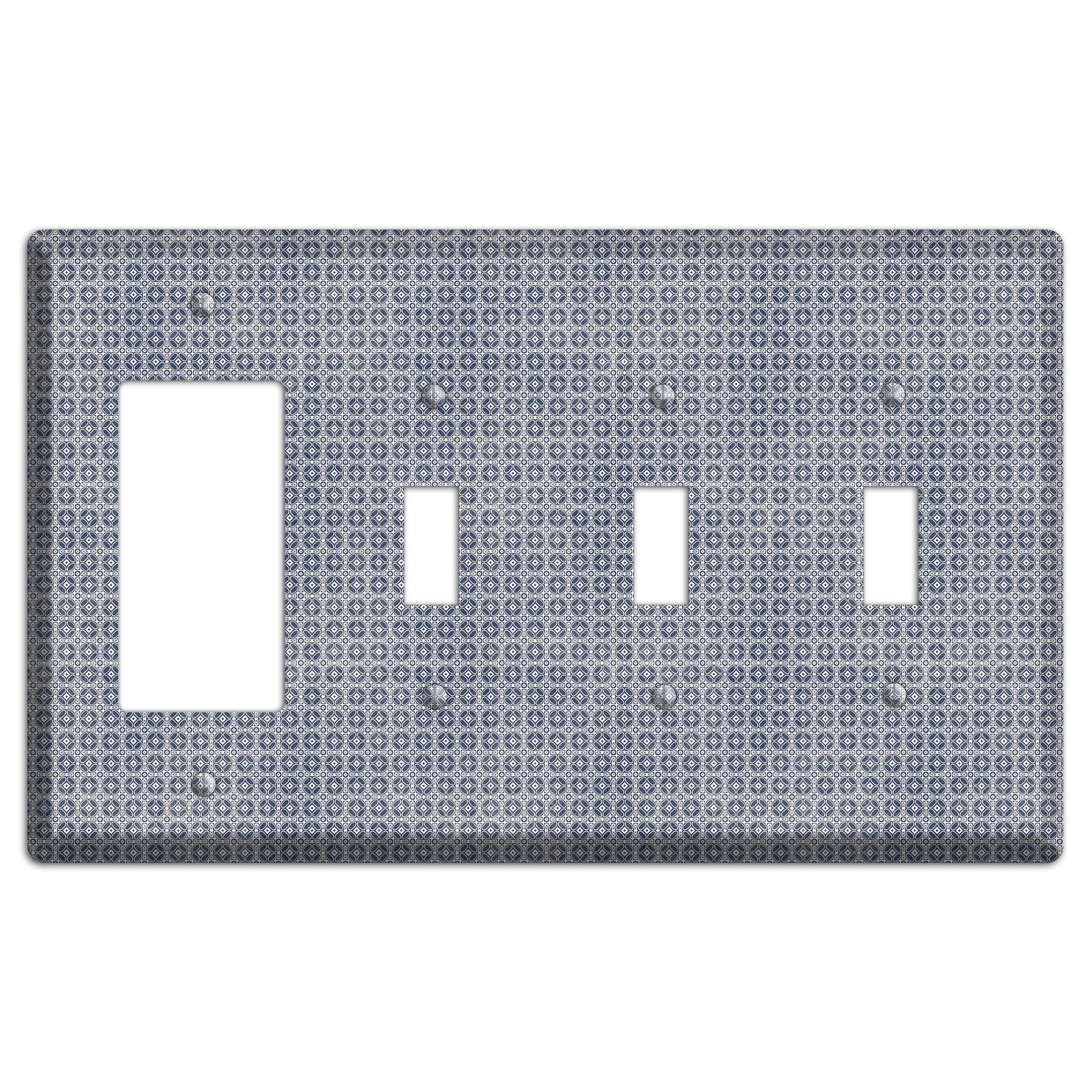 Multi Grey Arabesque Rocker / 3 Toggle Wallplate