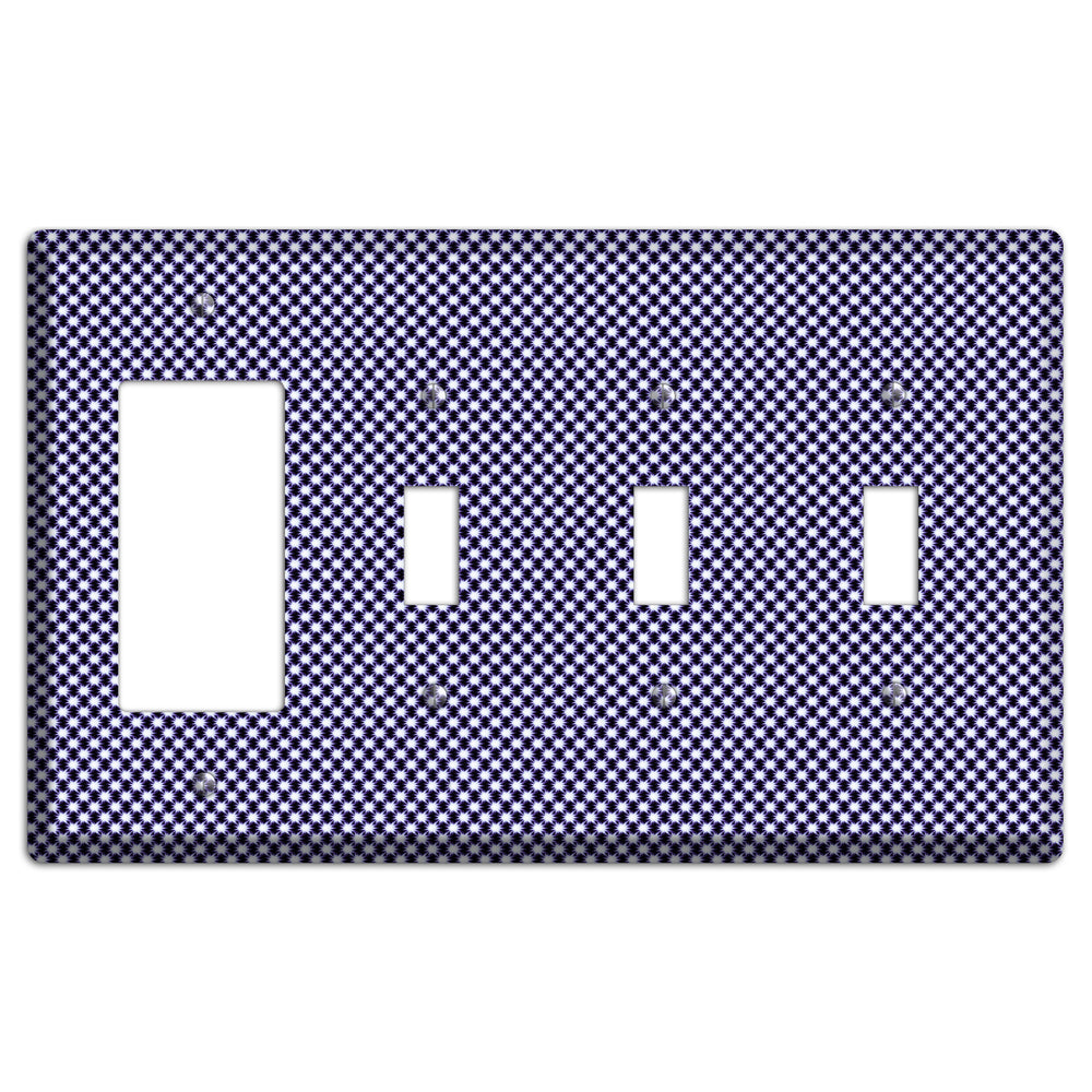 Black with White Aster Check Rocker / 3 Toggle Wallplate