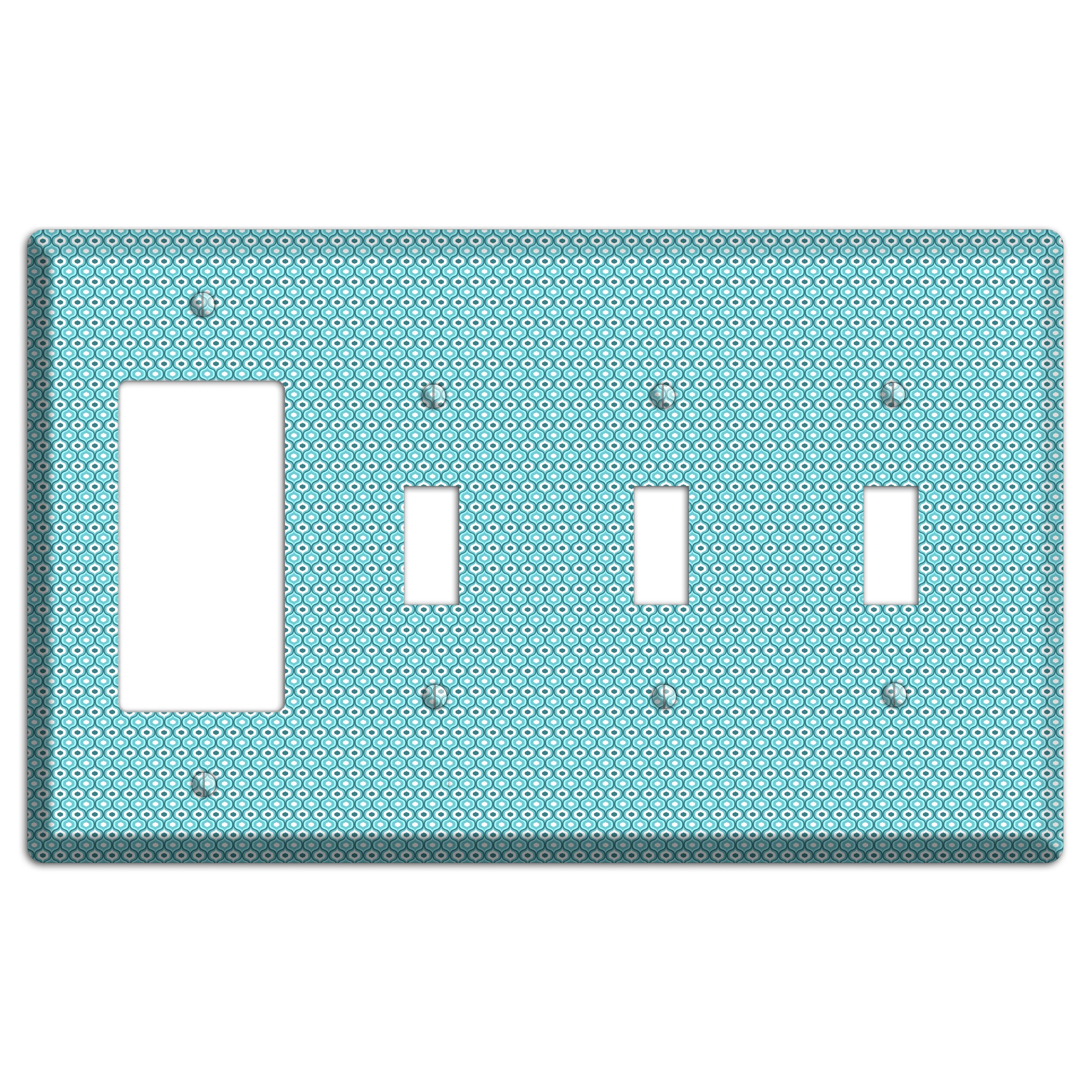 Turquoise Tiny Double Scallop Rocker / 3 Toggle Wallplate