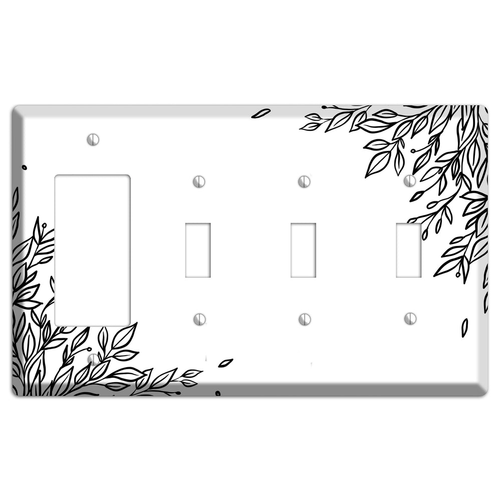 Hand-Drawn Floral 17 Rocker / 3 Toggle Wallplate