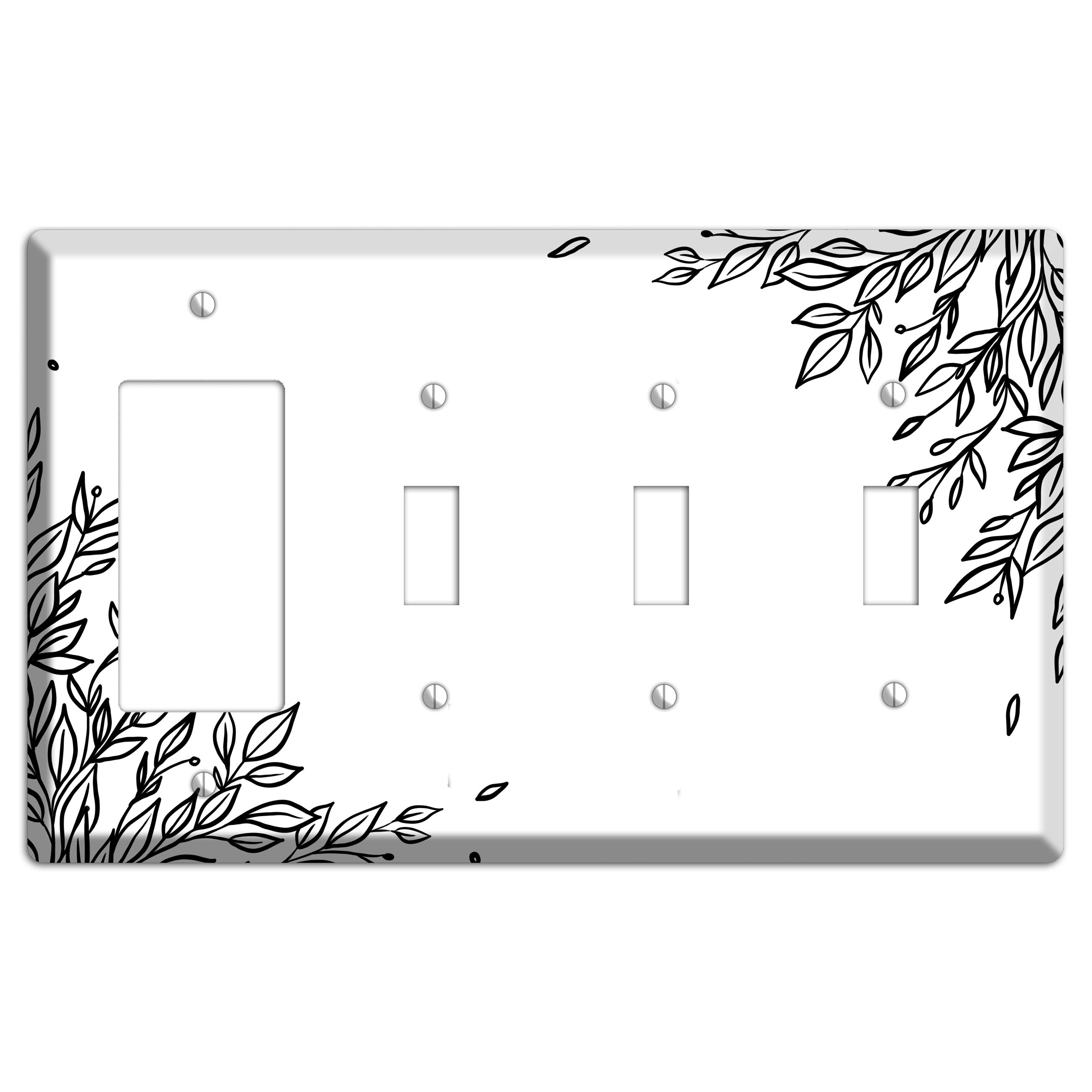Hand-Drawn Floral 17 Rocker / 3 Toggle Wallplate