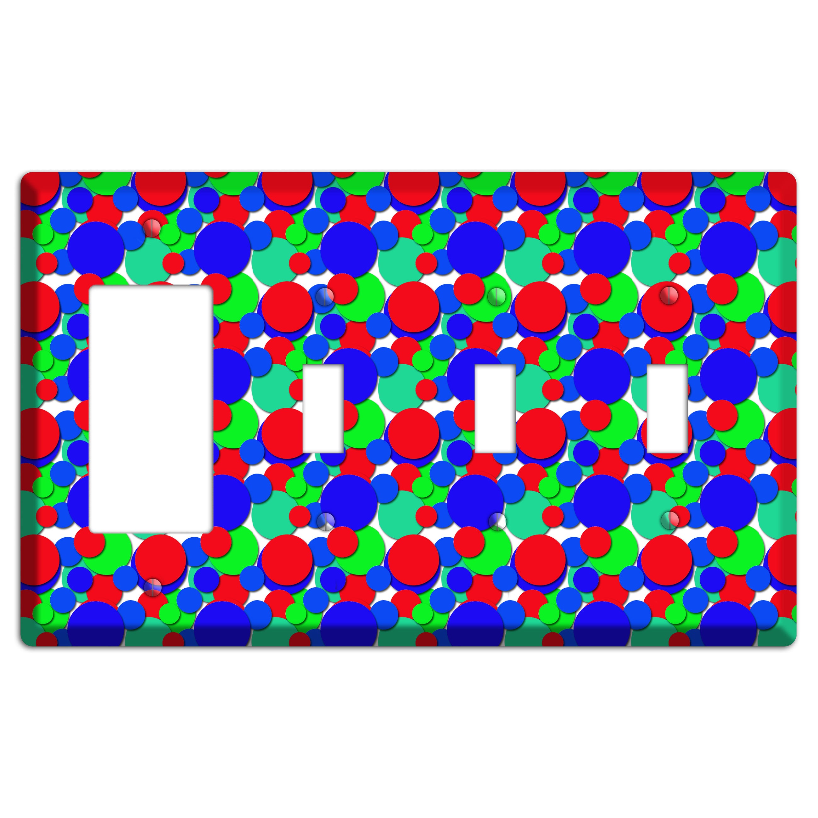 Red Blue Green Bubble Dots Rocker / 3 Toggle Wallplate