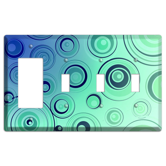 Blue and Green Circles Rocker / 3 Toggle Wallplate