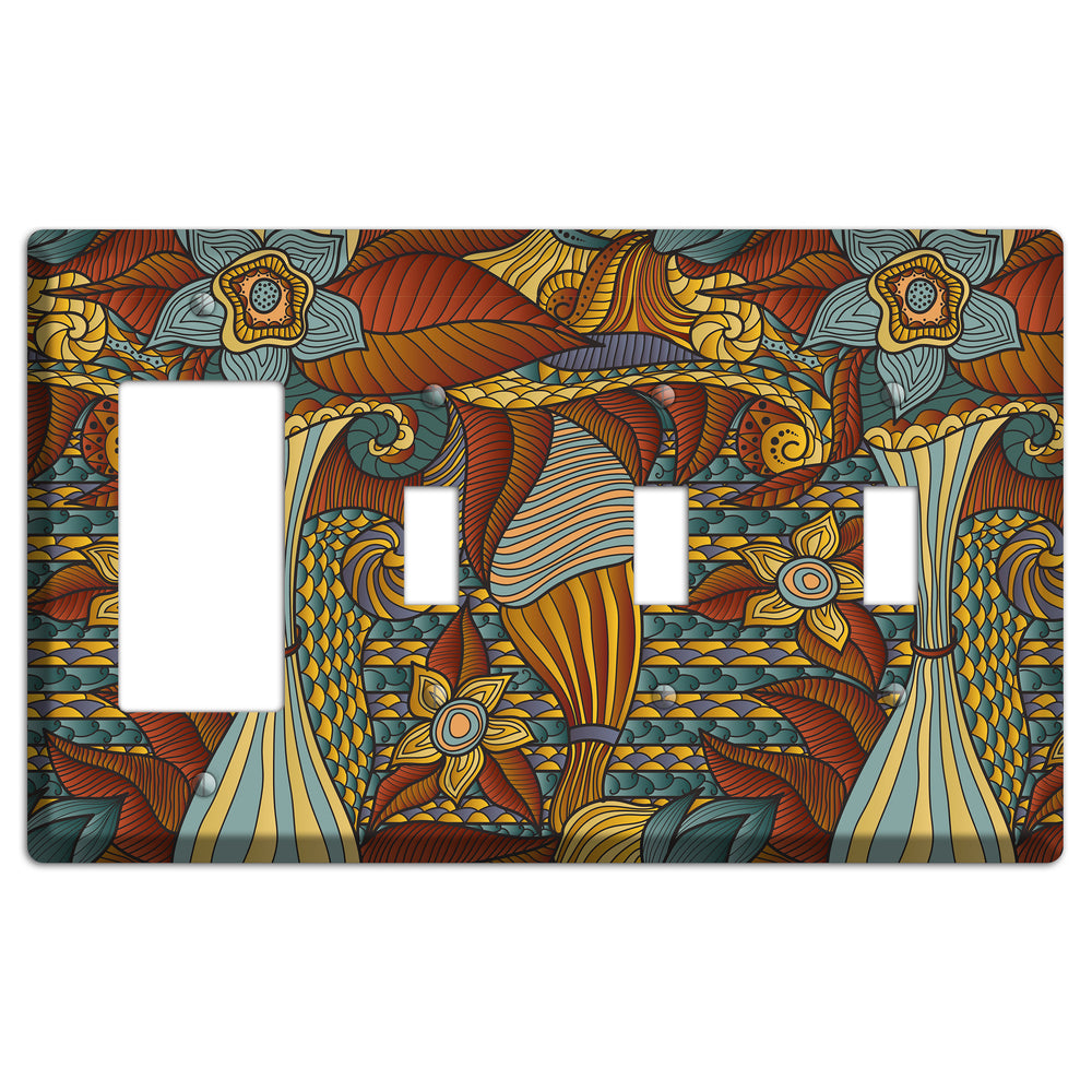 Retro Flourish 4 Rocker / 3 Toggle Wallplate