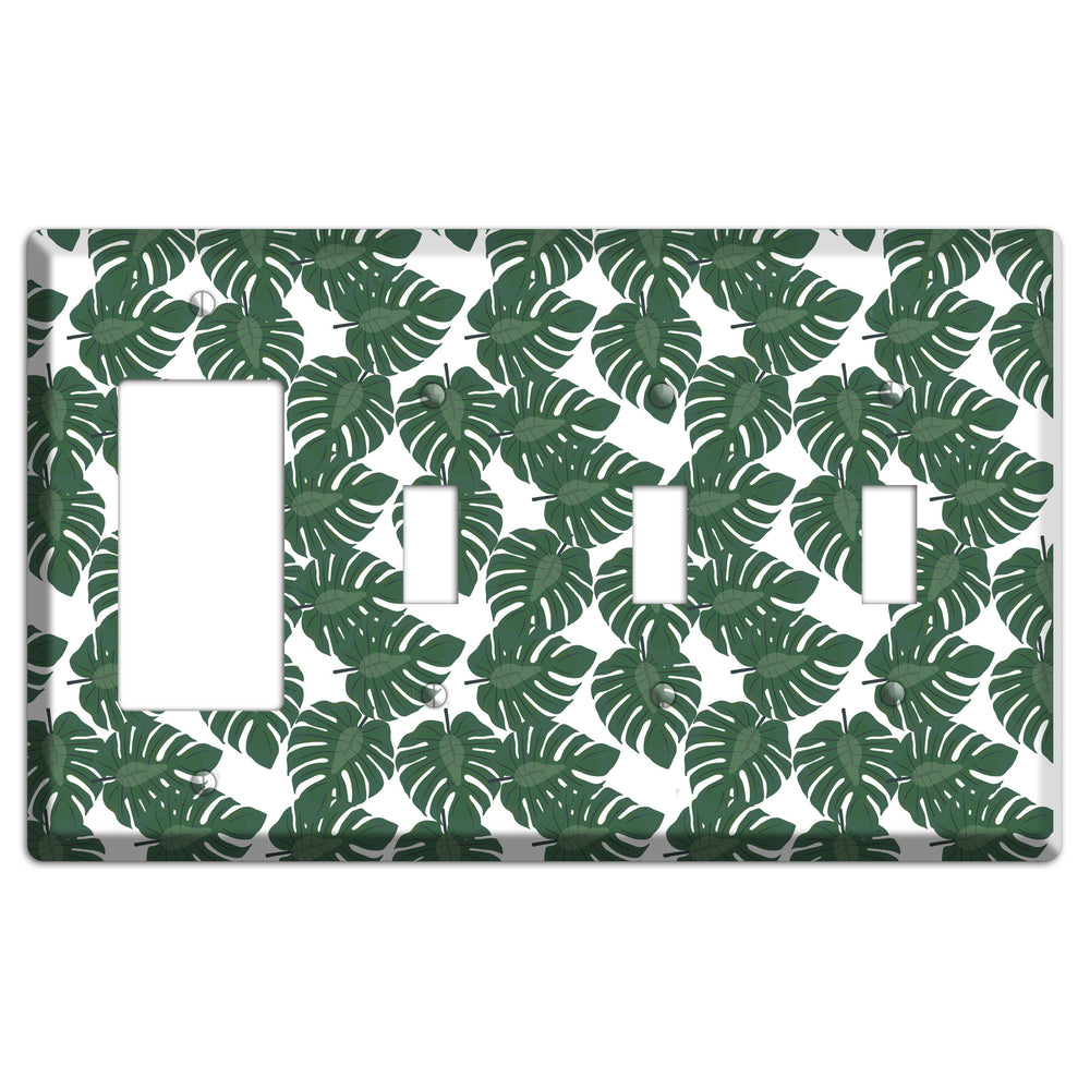 Leaves Style EE Rocker / 3 Toggle Wallplate