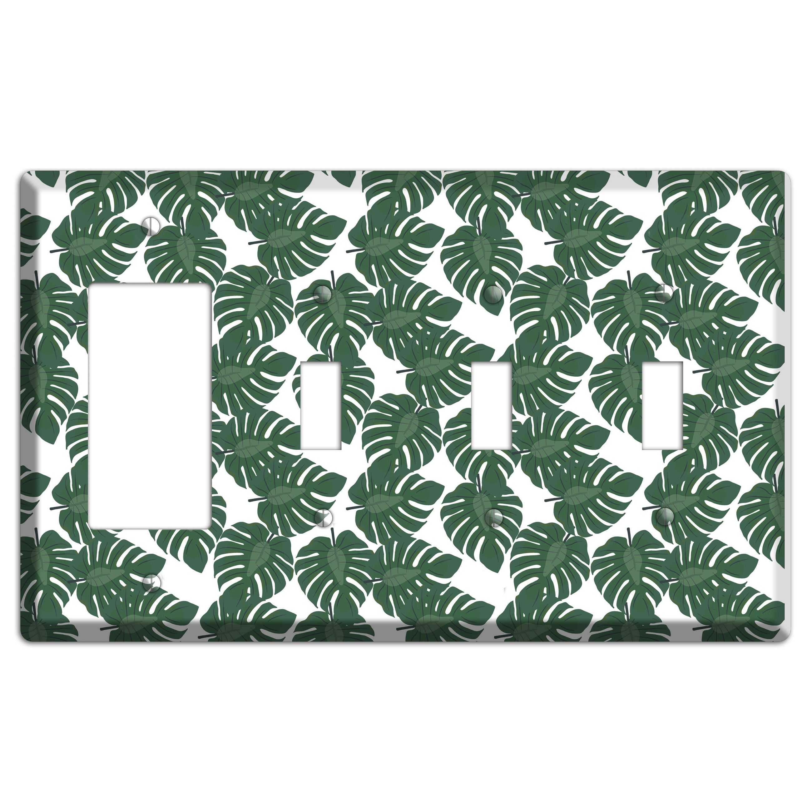 Leaves Style EE Rocker / 3 Toggle Wallplate