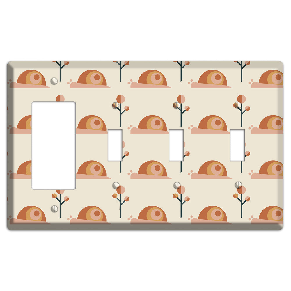 Retro Snails Rocker / 3 Toggle Wallplate