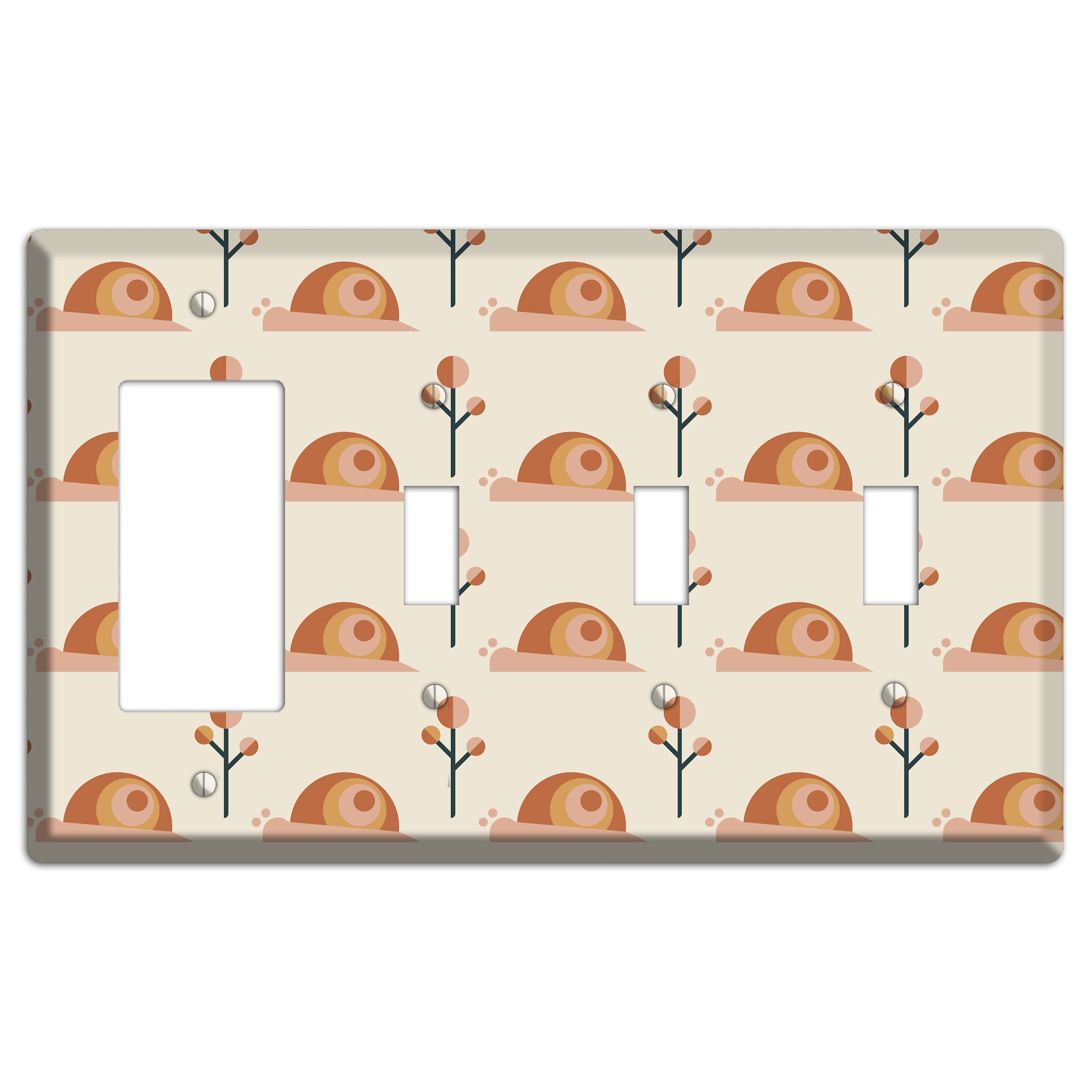 Retro Snails Rocker / 3 Toggle Wallplate
