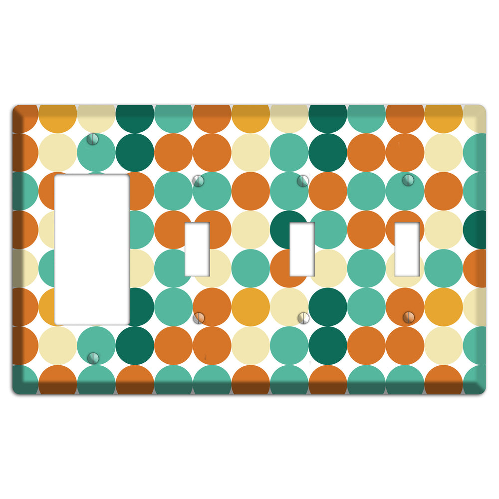 Multi Umber Jade Tiled Dots Rocker / 3 Toggle Wallplate