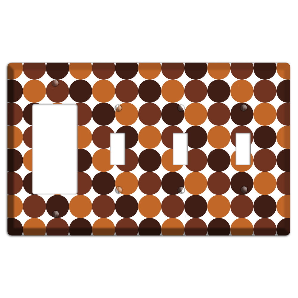 Multi Brown Tiled Dots Rocker / 3 Toggle Wallplate