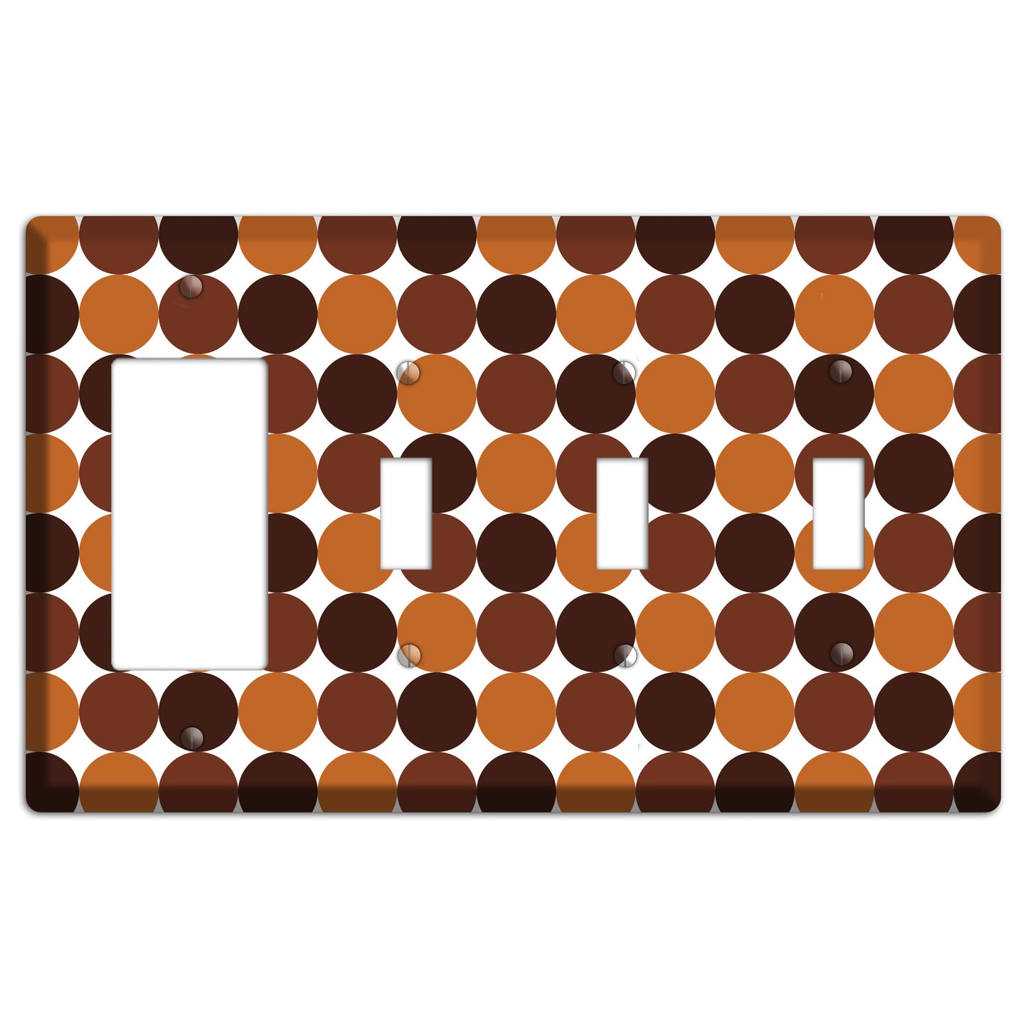 Multi Brown Tiled Dots Rocker / 3 Toggle Wallplate