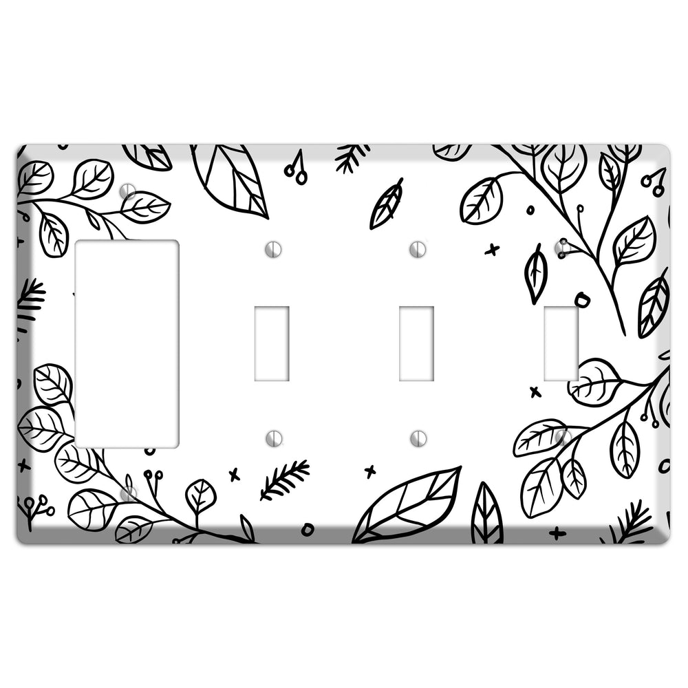 Hand-Drawn Floral 26 Rocker / 3 Toggle Wallplate