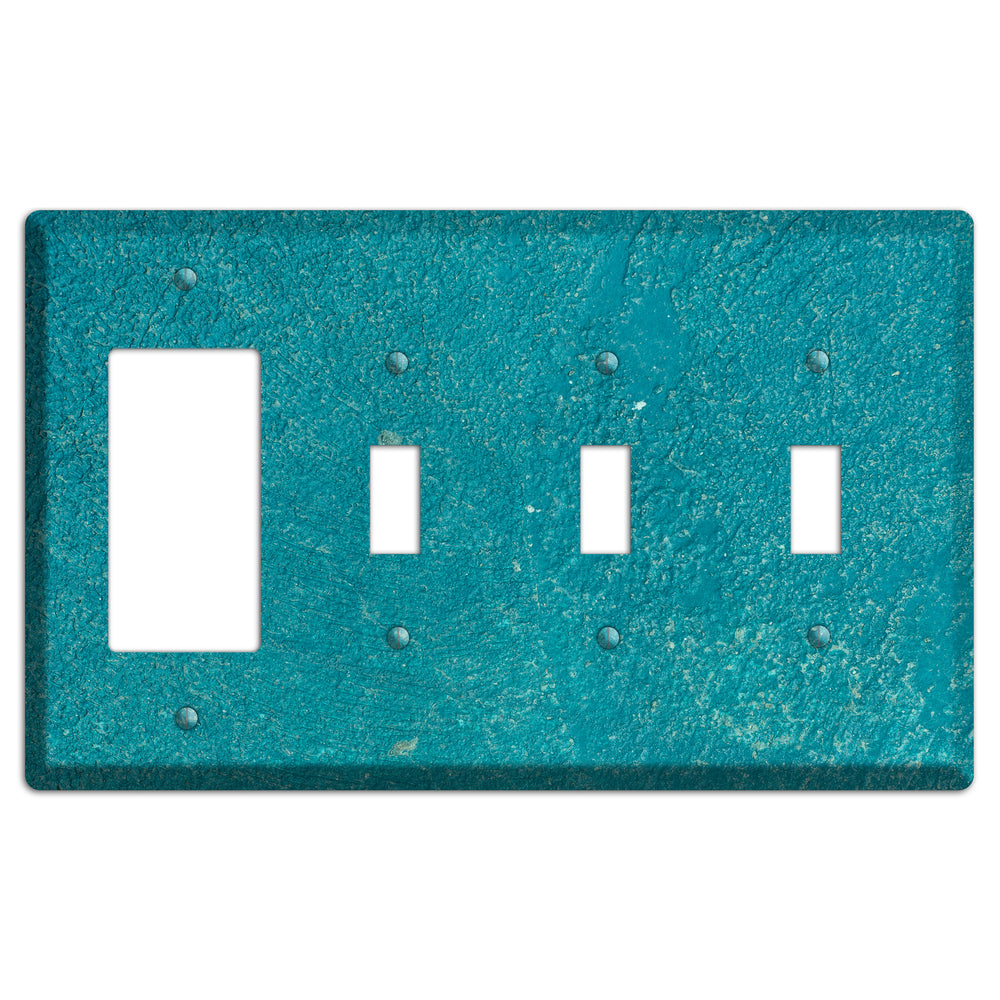 Teal concrete Rocker / 3 Toggle Wallplate