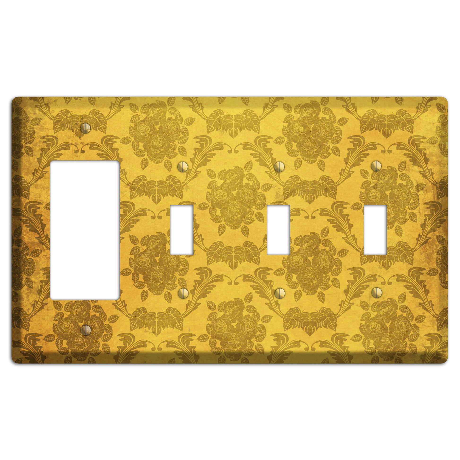 Tusock Vintage Rose Damask Rocker / 3 Toggle Wallplate