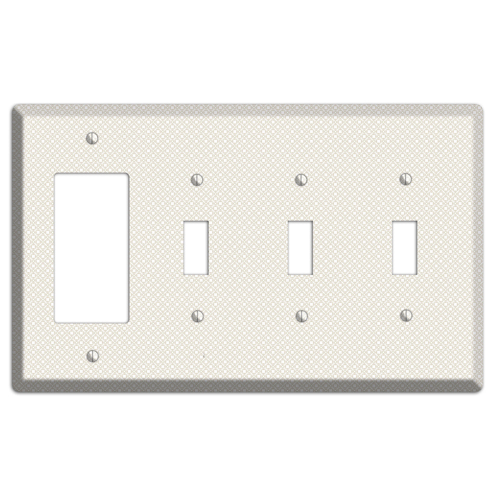 Off White Geometric Rocker / 3 Toggle Wallplate
