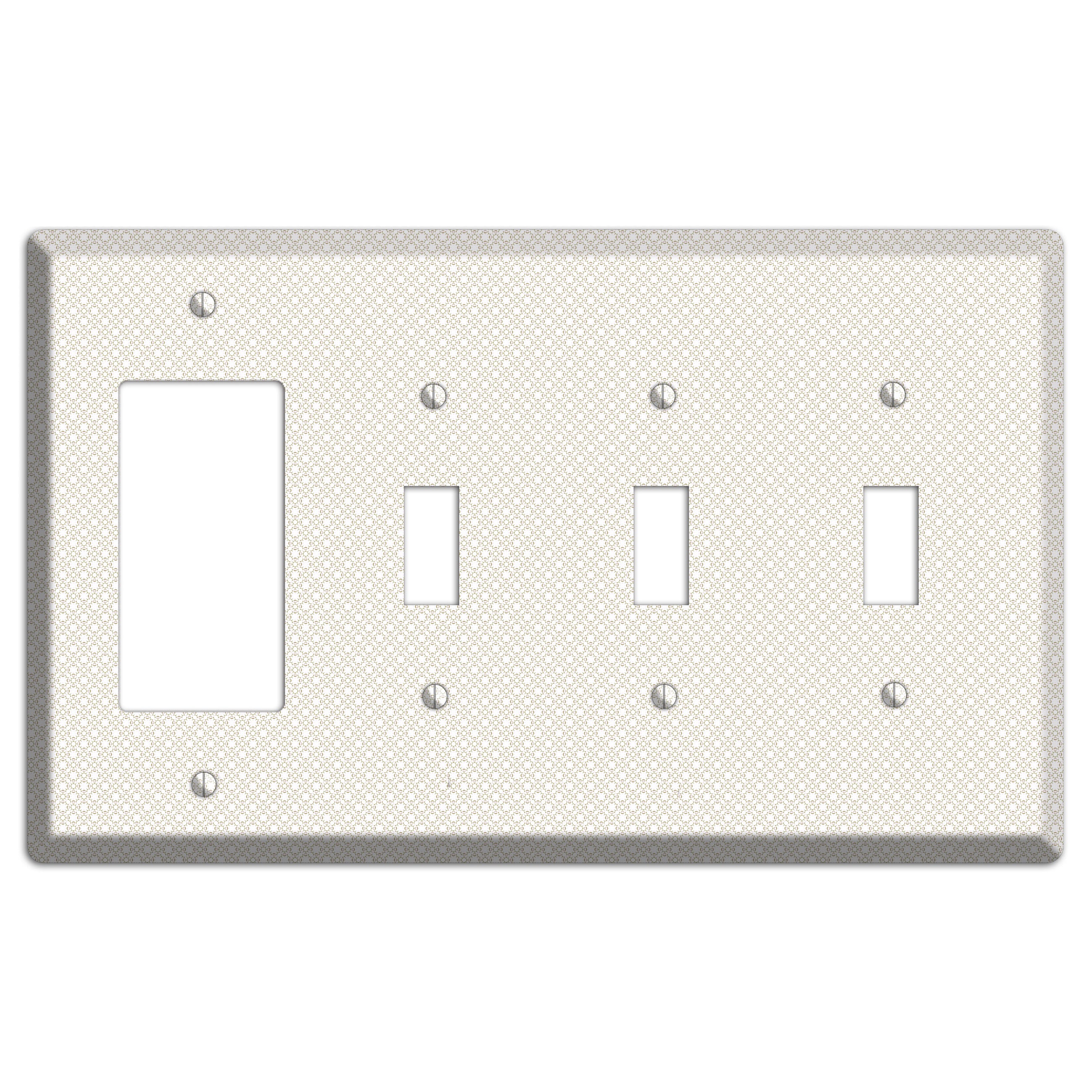 Off White Geometric Rocker / 3 Toggle Wallplate