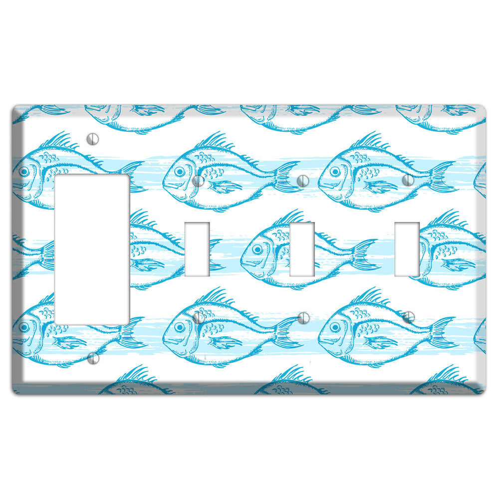 Blue Fish Rocker / 3 Toggle Wallplate