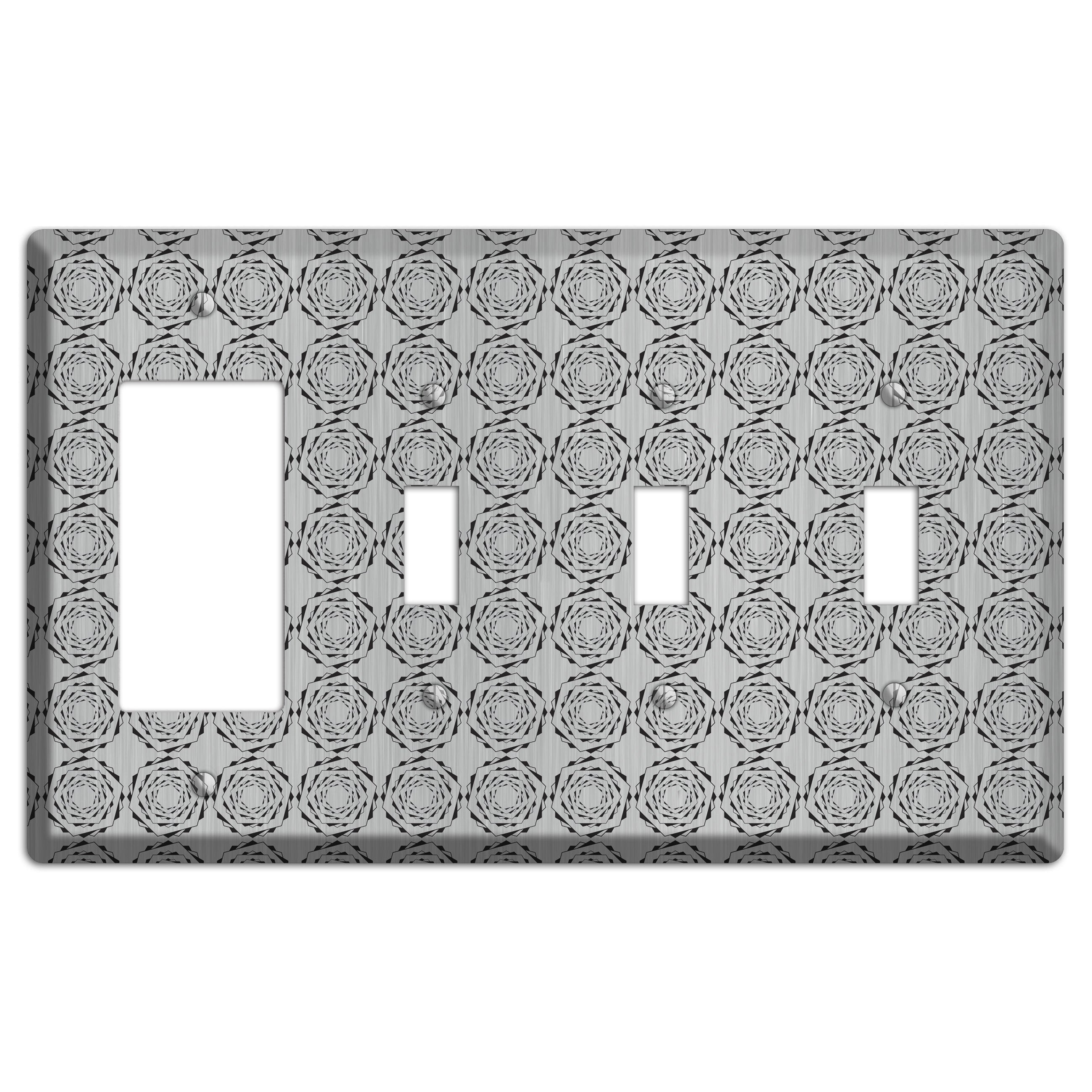 Hexagon Rotation  Stainless Rocker / 3 Toggle Wallplate