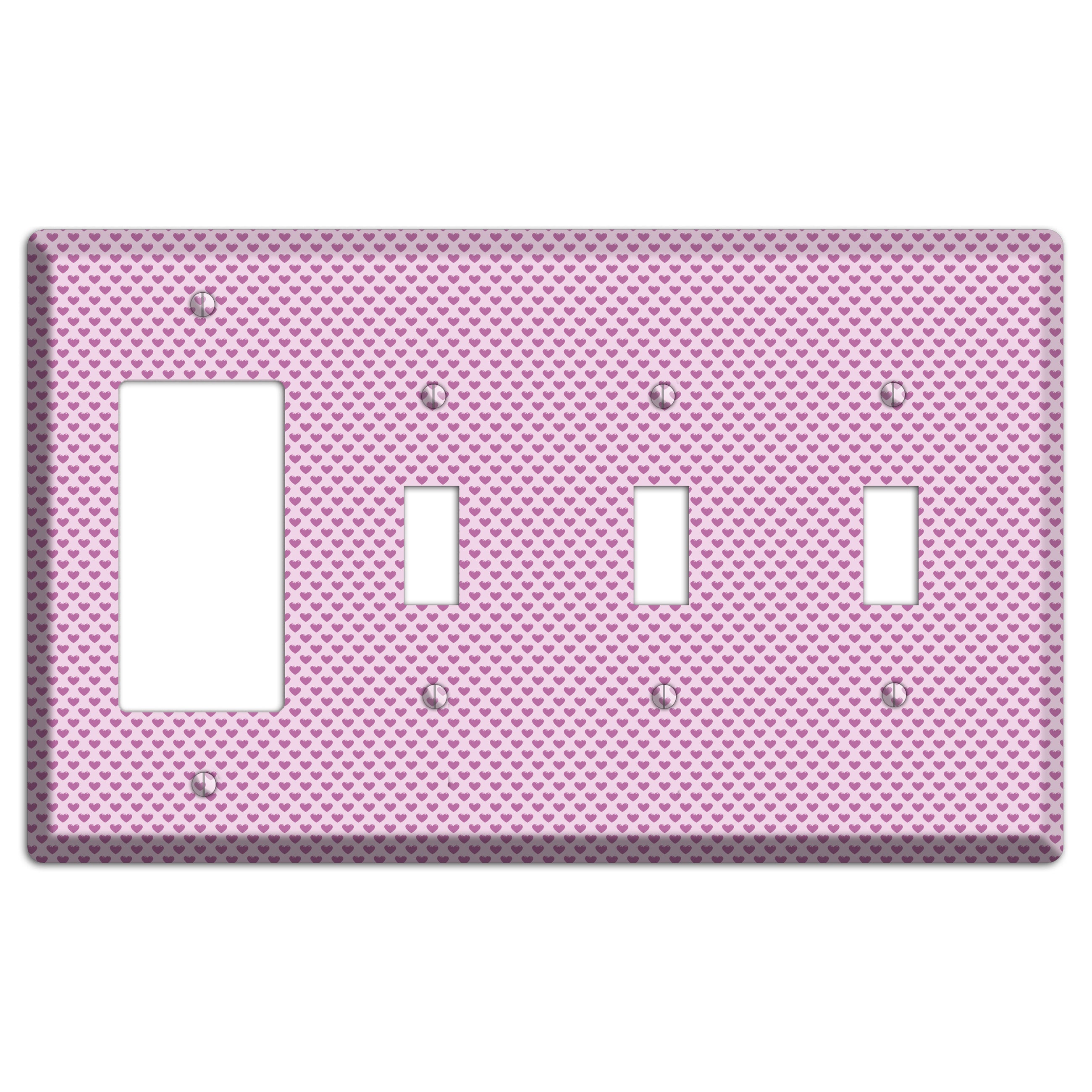 Pink Hearts Rocker / 3 Toggle Wallplate
