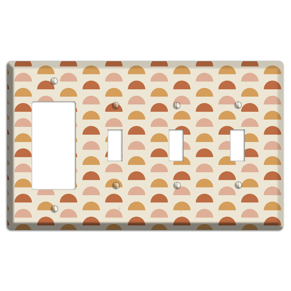 Peachy Half Moons Rocker / 3 Toggle Wallplate