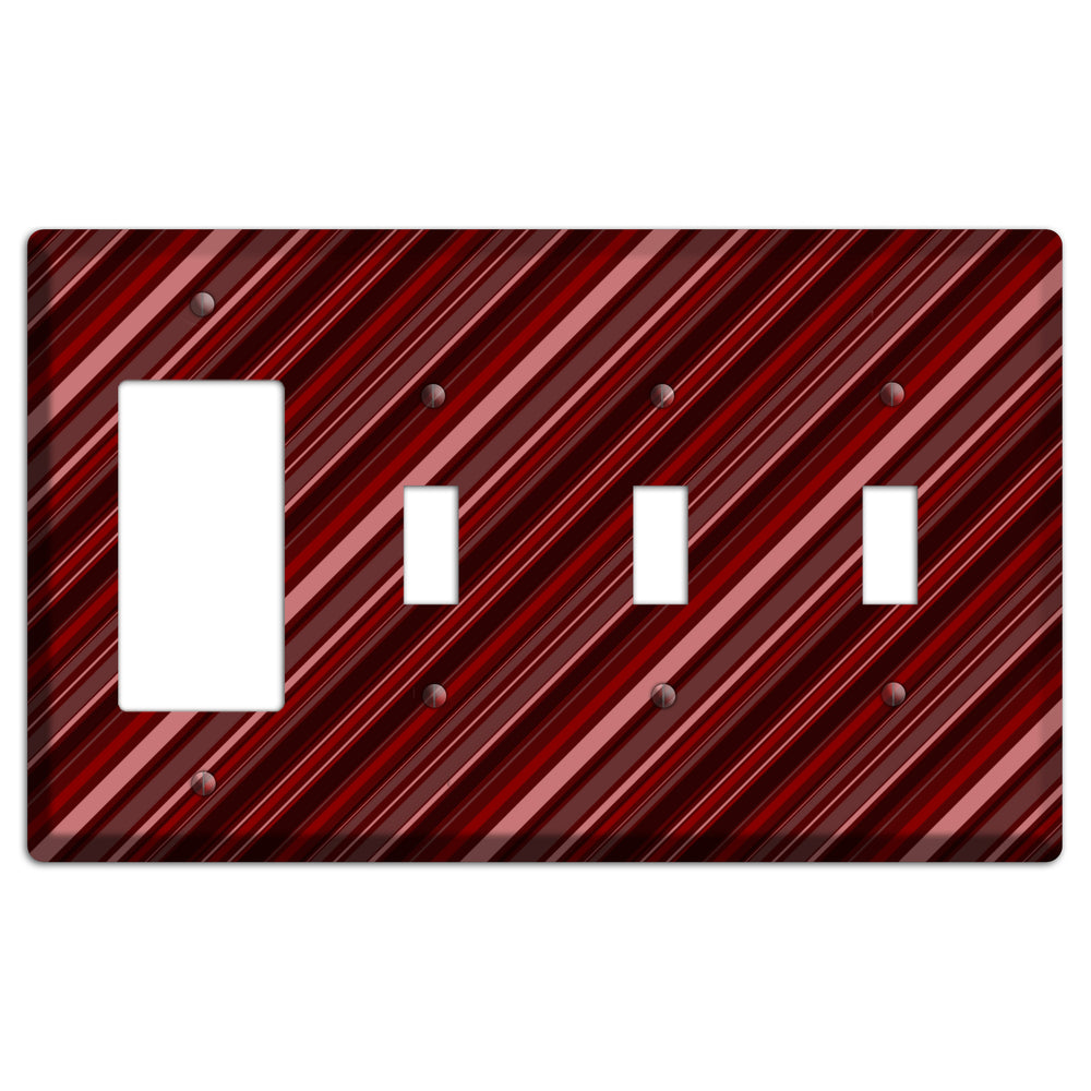 Burgundy Multi Angled Stripes 2 Rocker / 3 Toggle Wallplate