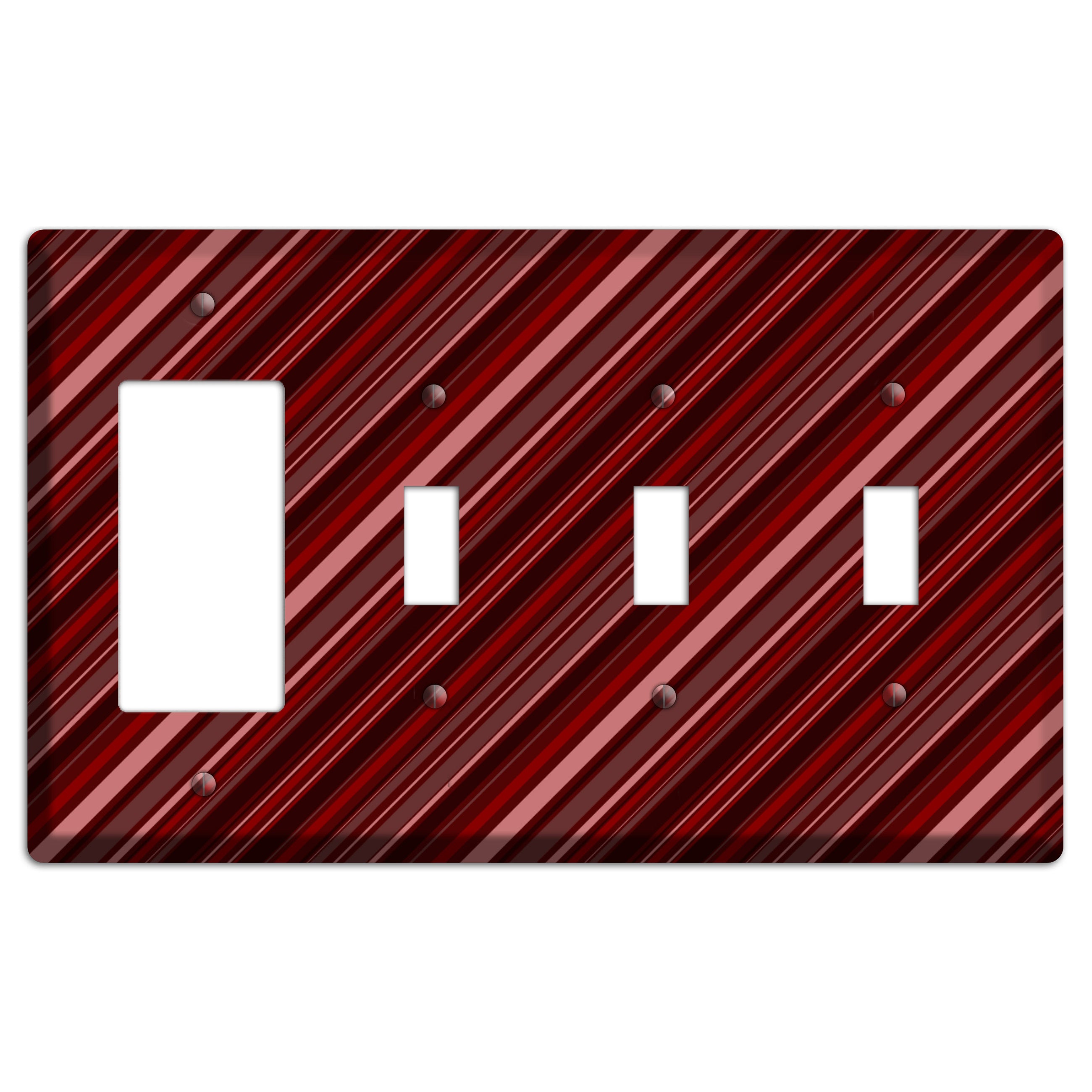 Burgundy Multi Angled Stripes 2 Rocker / 3 Toggle Wallplate