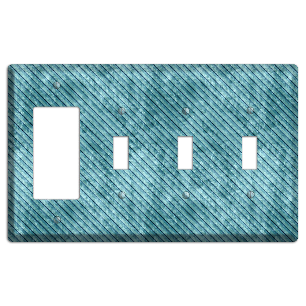 Turquoise Denim Rocker / 3 Toggle Wallplate