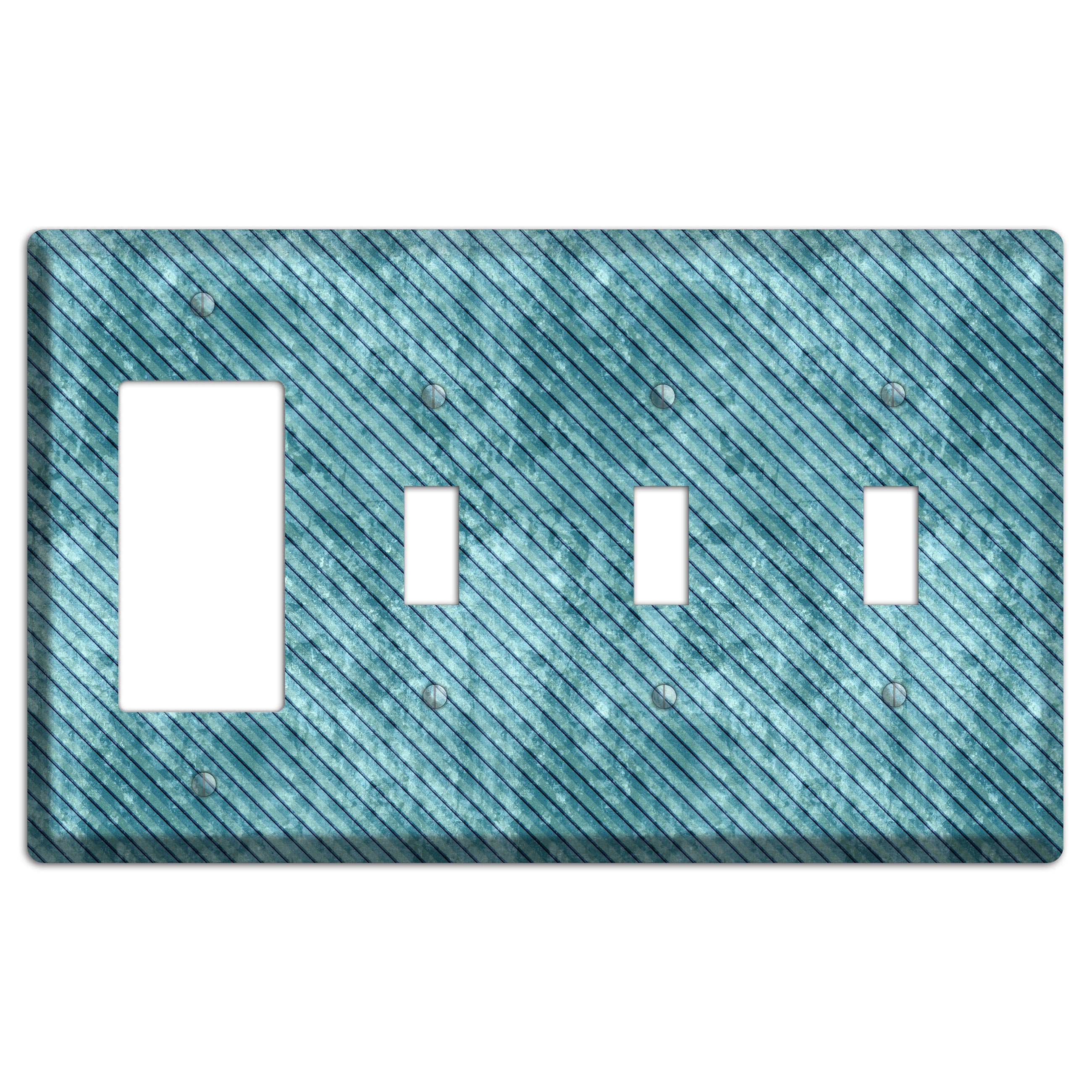 Turquoise Denim Rocker / 3 Toggle Wallplate