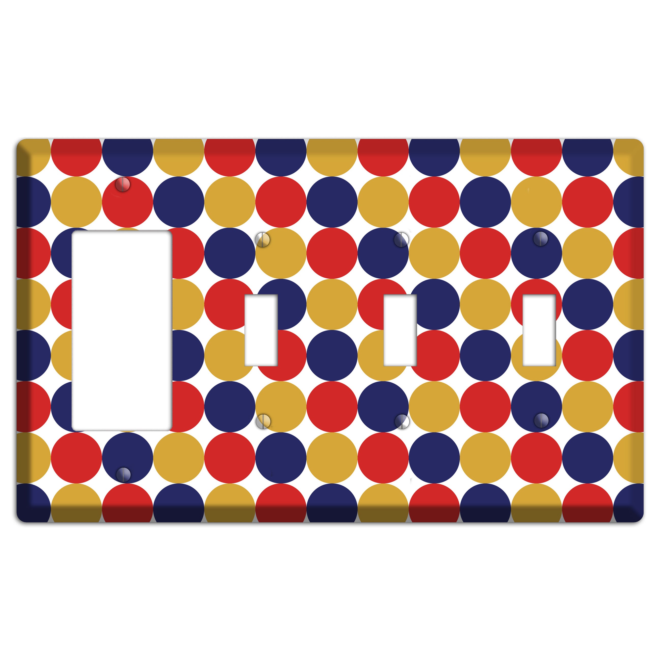 Mustard Red Purple Tiled Dots Rocker / 3 Toggle Wallplate