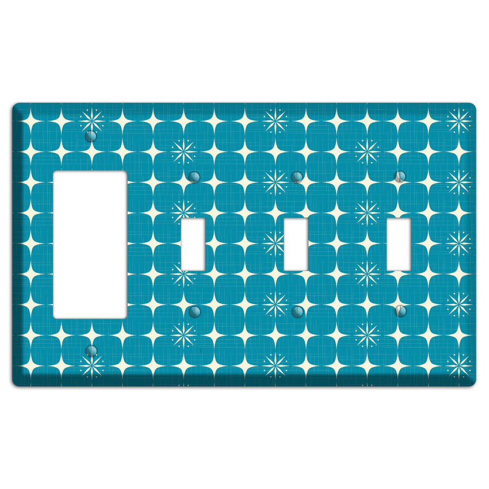 Blue Atomic Rocker / 3 Toggle Wallplate