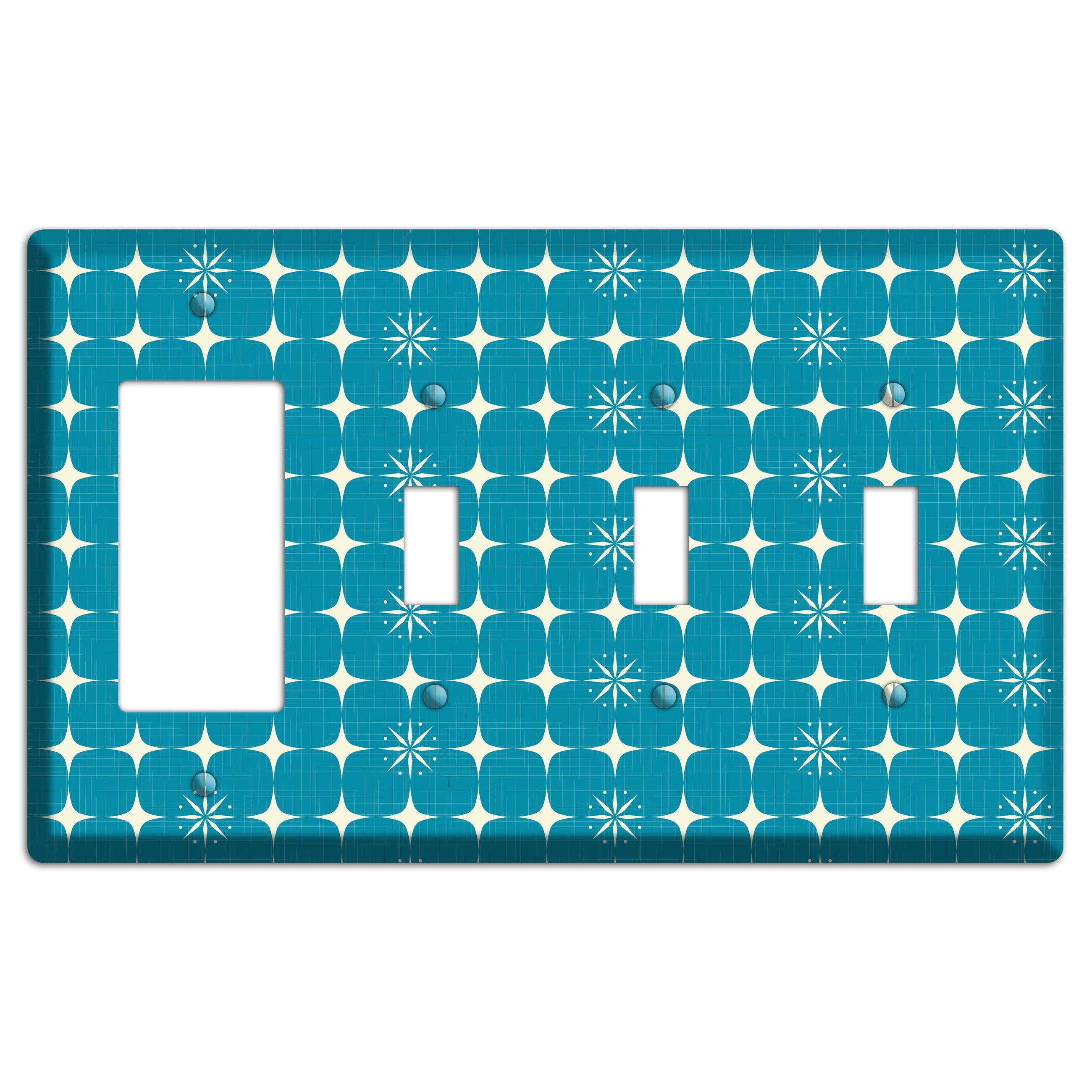Blue Atomic Rocker / 3 Toggle Wallplate