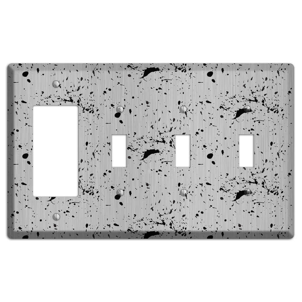 Ink Splash 5 Stainless Steel Rocker / 3 Toggle Wallplate