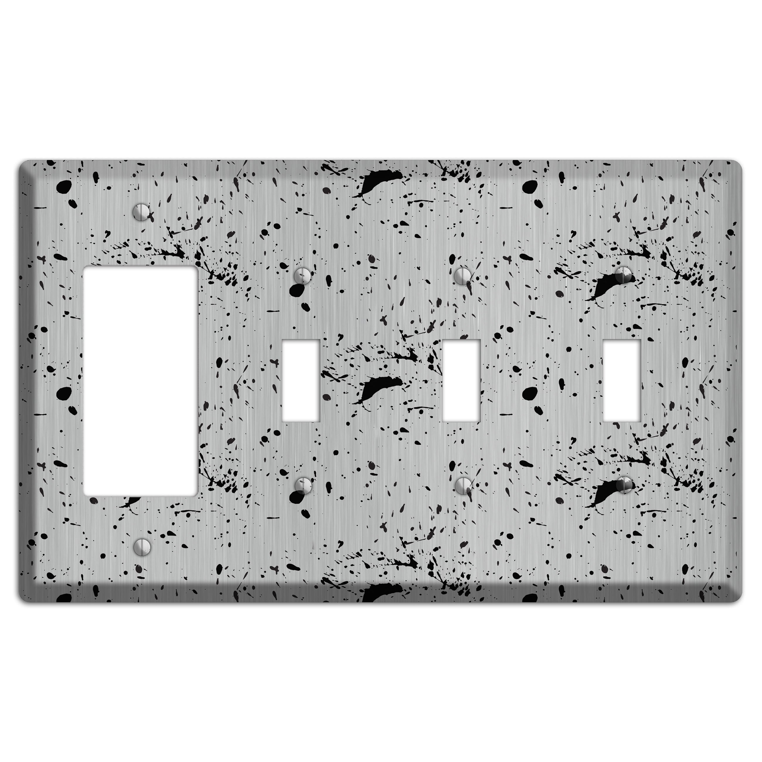 Ink Splash 5 Stainless Rocker / 3 Toggle Wallplate