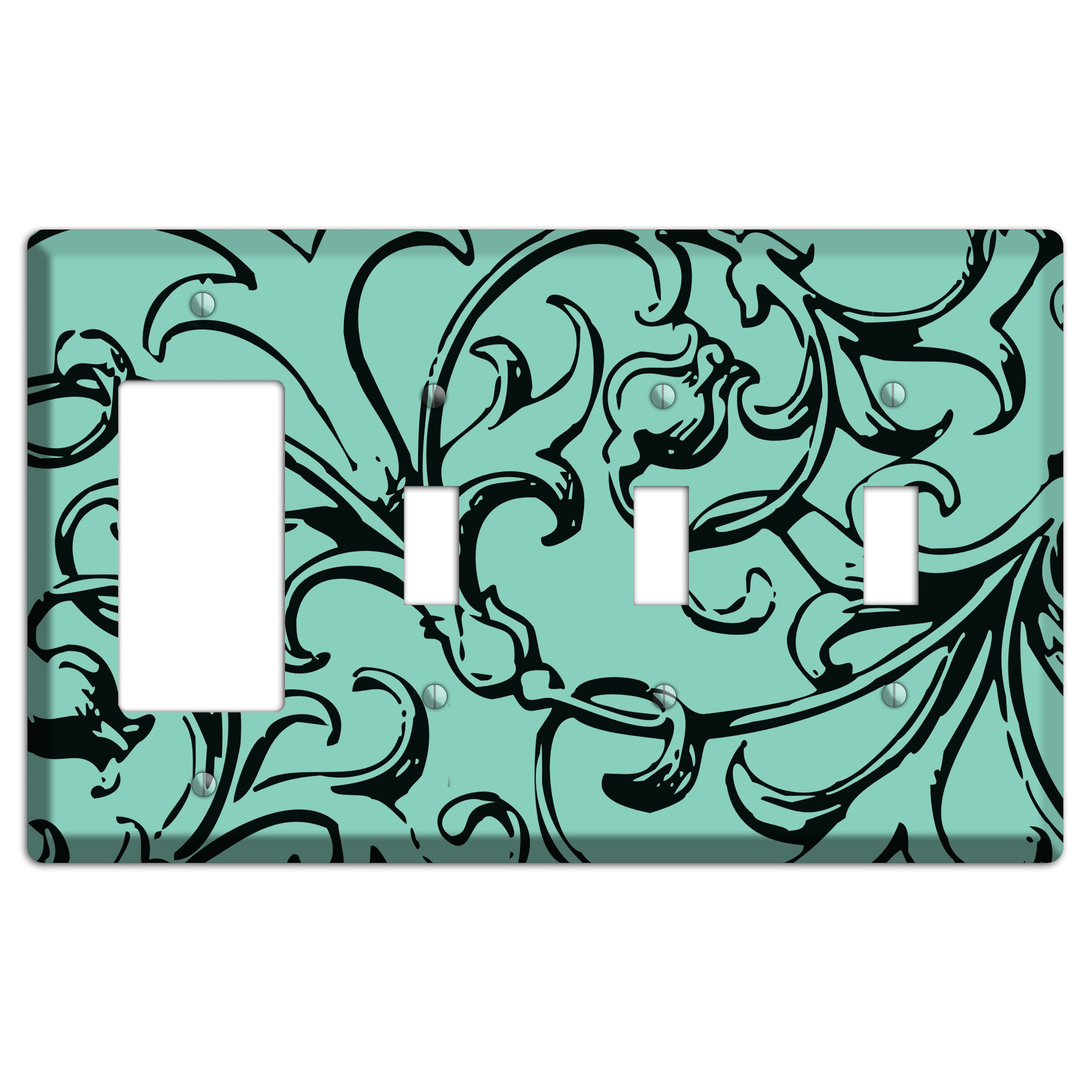 Victorian Aqua Rocker / 3 Toggle Wallplate