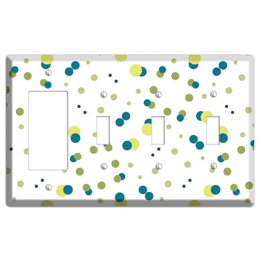 Multi Olive and Jade Small Dots Rocker / 3 Toggle Wallplate