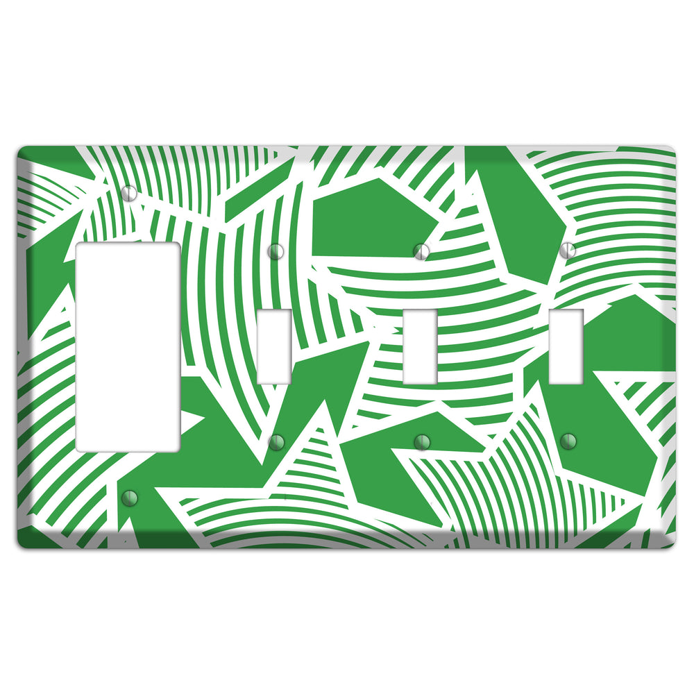 Green with Large White Stars Rocker / 3 Toggle Wallplate