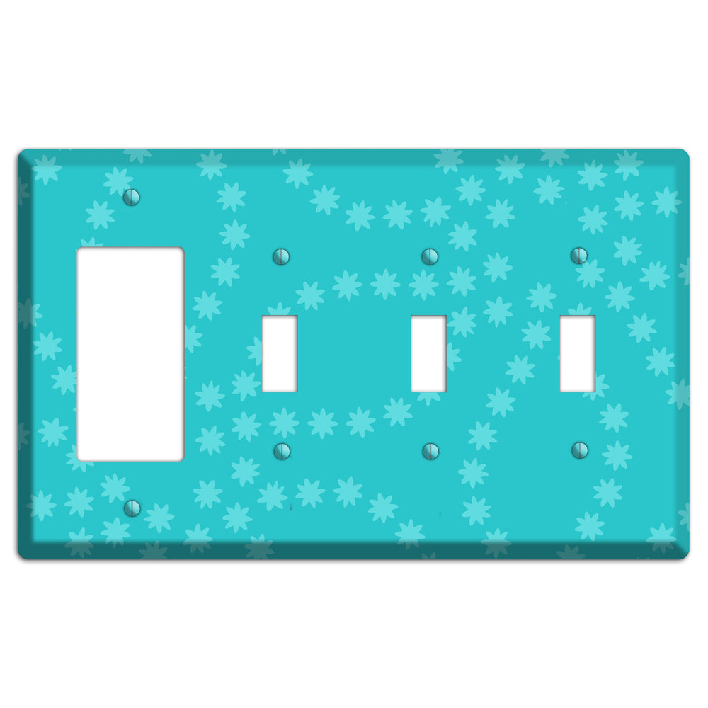 Multi Turquoise Constellation Rocker / 3 Toggle Wallplate
